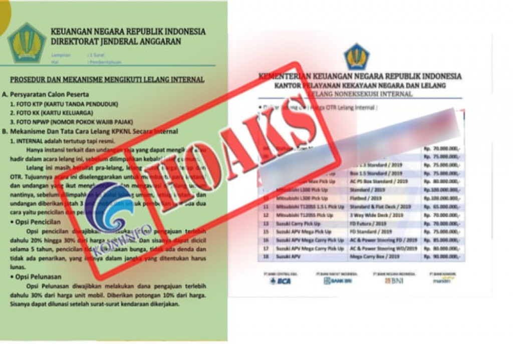 [HOAKS] Infografik Lelang Internal Mengatasnamakan Kementerian Keuangan Republik Indonesia